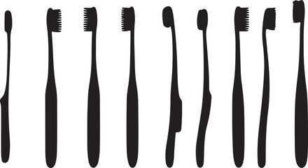 toothbrush, black and white  silhouette
