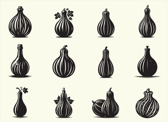 Bottle Gourd Silhouette Vector Illustratio