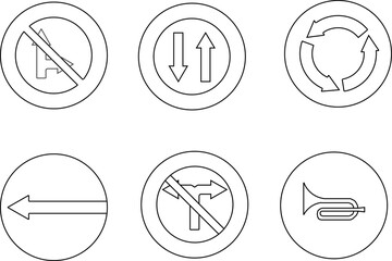 Vector silhouette illustration sketch detailed design of Symbol Road Signs Traffic