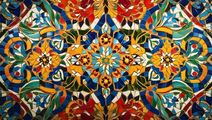 Intricate Islamic Geometric Floral Mosaic Abstract Background