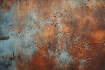 Processed collage of old rusty metal sheet texture in daylight. Background for banner