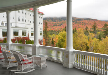 Relaxing and restful scene at the elegant Mount Washington Grand Hotel. Stunning view of mountains...