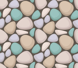 Seamless pattern with colorful round stones. Vector background in flat style	