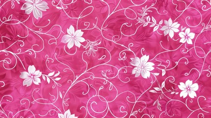 Pink Floral Pattern with White Flowers.