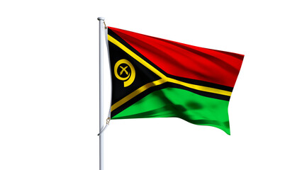 Waving flag of vanuatu isolated on transparent background.