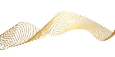 Abstract wavy lines flowing curve golden gradient color on transparent background. Abstract white background colorful lines. modern wavy stripes on white background isolated.	