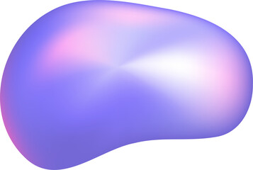 3d gradient liquid blob shape. Abstract holographic iridescent fluid bubble form. Chrome fluorescent hologram geometry object. Chameleon effect set. Chromatic metal multicolor surface texture