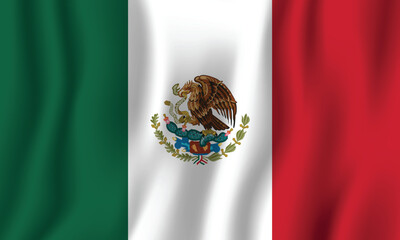 Realistic Mexico national flag perfect color, scale, and proportion. 
