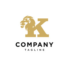 Letter K Lion Head Elegant Logo Icon Vector Combination