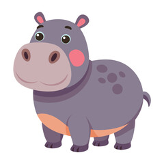 Illustration of Hippopotamus standing isolated