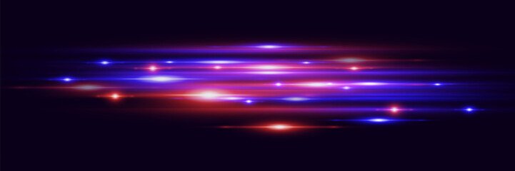 A wonderful glare of light. Magic red and blue speed line. Neon lines light effect.