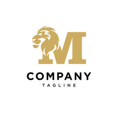 Letter M Lion Head Elegant Logo Icon Vector Combination