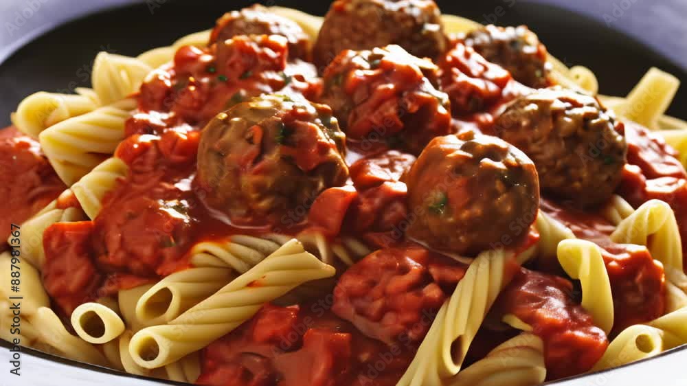 Canvas Prints  Delicious meatballs and spaghetti ready to be savored