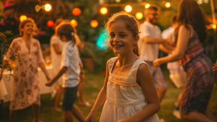 Fröhliches Kind hat Spass beim Sommerfest