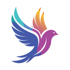 Obraz premium Beauty petals flat cartoon style vector logo set concept. Abstract light gradient wings symbol collection for business and startup. Colored feathers isolated icons. Ai generate 