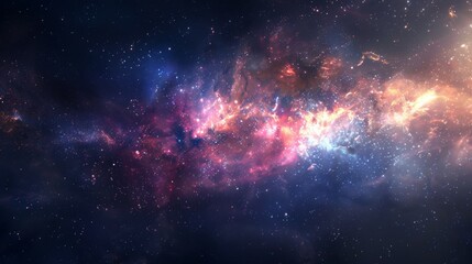 Obraz premium Futuristic Space Exploration with Sci-Fi Elements in a Starry Universe. Ideal for Science Books, Article Illustrations, Marketing Campaigns, and Advertising Backgrounds, AI-Generated, 4K High-Definiti