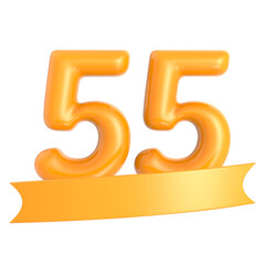 Happy Anniversary Number 55 Year Yellow 3D Render