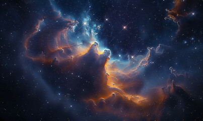 Fototapeta premium Vibrant Nebula in Deep Space with Twinkling Stars - Cosmic Clouds and Interstellar Dust - Stunning Galaxy Formation at Night