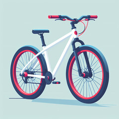 clean simple image bicycle red handlebars white frame blue wheels