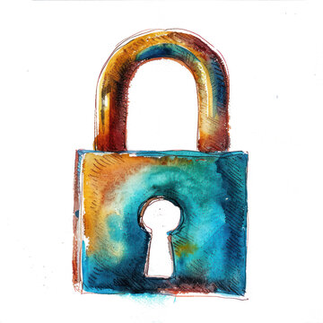 recommend clip art: Lock watercolor  illustration isolated on transparent. png file for art work, posters, posters, cards, holiday decor.
                    