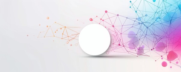 Obraz premium technology background with colorful dots and white circle on light grey color, vector illustration flat design