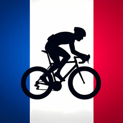Fototapeta premium simplified image cyclist silhouette backdrop french flag