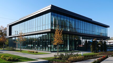 Obraz premium A modern office building with glass facades