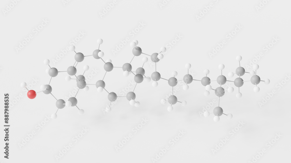 Sticker beta-sitosterol molecule 3d, molecular structure, ball and stick model, structural chemical formula e499