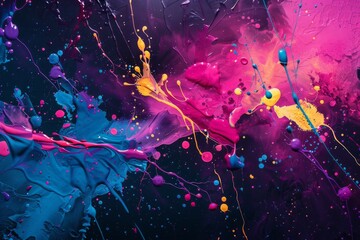 Abstract art with colorful paints on black background.