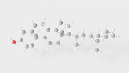 beta-sitosterol molecule 3d, molecular structure, ball and stick model, structural chemical formula e499