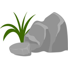 Stone with Grass