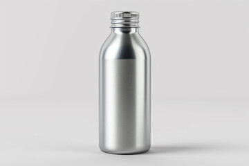 An aluminum bottle with cap mockup, white background 