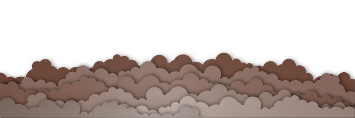 Brown paper clouds isolated on transparent background