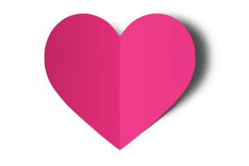 Pink origami paper hearts isolated on transparent background.