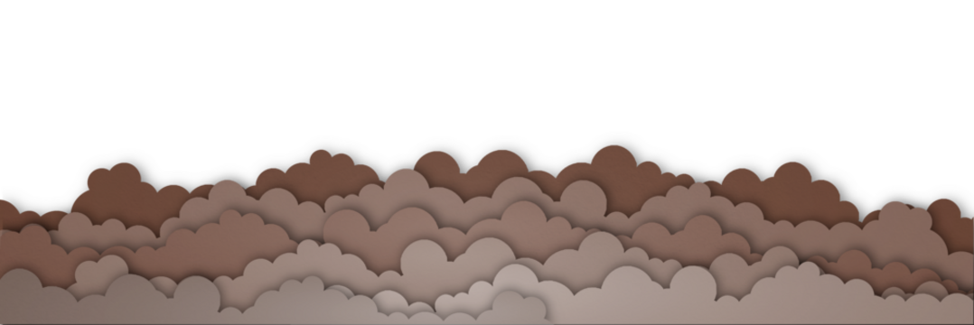 Brown paper clouds isolated on transparent background