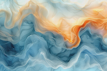 Obraz premium Horizontal waves background in hues of light blue, dark amber, and eggshell, abstract and vibrant