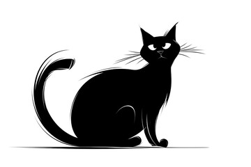 Fototapeta premium black and white cat made by midjourney