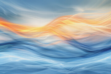 Obraz premium Horizontal waves background in hues of light blue, dark amber, and eggshell, abstract and vibrant