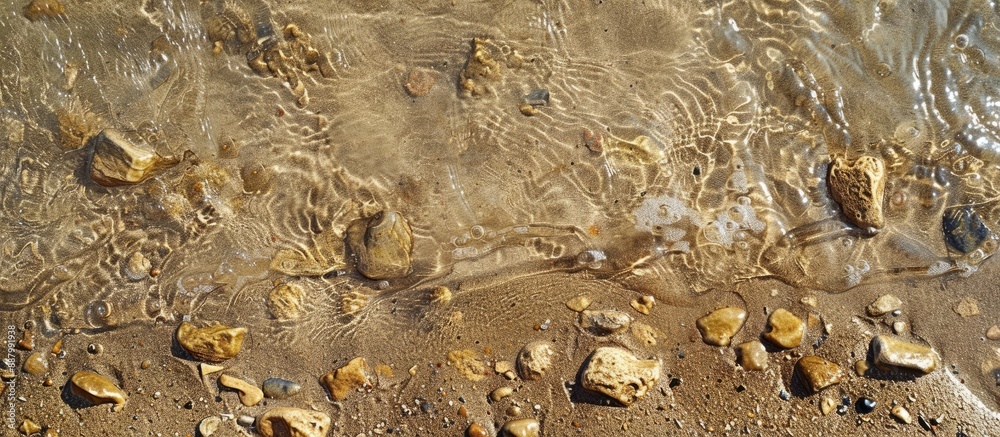 Canvas Prints Close up detailed view of textured wet sand on the beach suitable for a copy space image