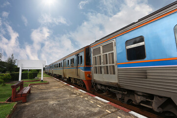 Fototapeta premium The train was approaching the station.