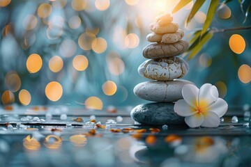 Obraz premium Zen spa still life with bamboo and stones.