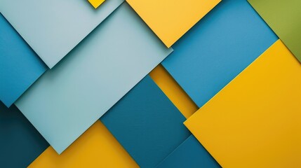 Obraz premium Colorful geometric flat lay background with blue yellow and green hues