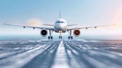 Obraz premium Large Commercial Jet Aircraft Preparing for Takeoff at Dawn/Dusk