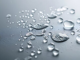 Close-Up of Water Droplets on a Smooth Surface
