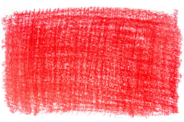Hand drawn red crayon scribble on transparent background