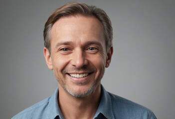 Obraz premium Portrait view of a regular happy smiling Chad old man, ultra realistic, candid, social media, avatar image, plain solid background