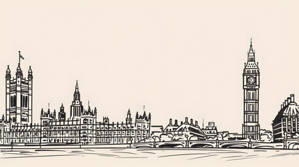 Commonwealth Day Simple Black Line Sketch on Plain Background.






