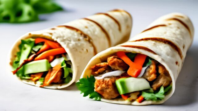  Freshly rolled flavorful wraps ready to enjoy