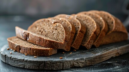 Sliced homemade rustic rye bread