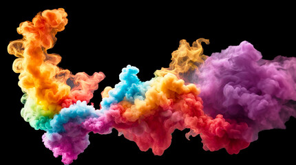 Fototapeta premium Abstract detailed of a smoke figure in the shape of white smoke and zoomed in colorful explosion dark background